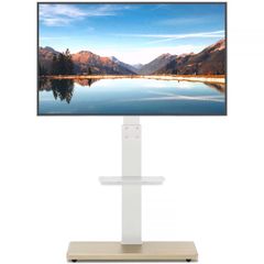 【人気商品】VESA600*400mmまで 棚付き ホワイト 木製台座 高さ調節可能 ラック回転 耐震 耐荷重50Kg TVスタンド 32-70インチ対応 家庭用 壁寄せテレビスタンド白 テレビスタンド木製 Rfiver