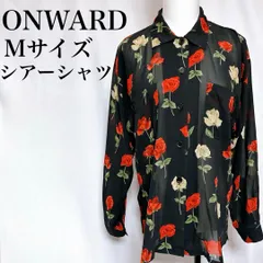 オンワード 透け感 フラワー 長袖シャツ シースルーブラウス ダークシアーシャツ used in Japan