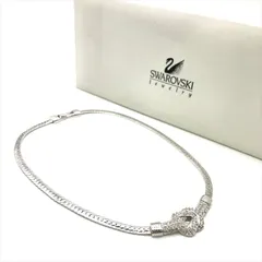 新品未使用 SWAROVSKI スワロフスキー ノット 結び目 ラインストーン レディース ファッション 小物 アクセサリー ネックレス シルバー c08