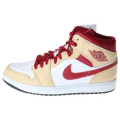 NIKE (ナイキ) AIR JORDAN 1 MID BEIGE CARDINAL RED エアジョーダン1 カーディナルレッド ミッドカットスニーカー ベージュ/レッド US10/28cm 554724-201