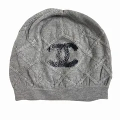 シャネル CHANEL ニット帽 ビーニー ニットキャップ 帽子 ココマーク カシミヤ100% スパンコール グレー ☆AA★ ■WY