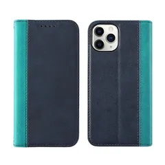 HanaRo iPhone12/12Pro ﾈｲﾋﾞｰ×ﾀｰｺｲｽﾞ PUレザー 手帳型ケース ベルトなし マグネット アイフォン ケース カバー iPhone12ケース 12Proケース カード収納 1