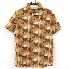 キャロウェイ レッドレーベル 半袖ポロシャツ オレンジ系 総柄 バラ柄 メンズ L ゴルフウェア Callaway