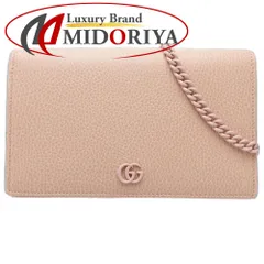GUCCI グッチ ウォレットチェーン GGマーモント 497985 レザー ピンク/181303【中古】