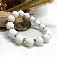 ホワイトオニキス パワーストーン ブレスレット 12mm 天然石ブレス （シルバー）メンズ・レディース 男性・女性 数珠ブレス 開運  [a]
