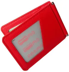 Homarina(ホマリナ) 定期入れ 革 パスケース メンズ レザー 二つ折り 薄い バタフライ 個人情報を守る(レッド)