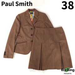 ポールスミス　スーツ　3点セット　パンツ　スカート　ブラウン　ストライプ　L Paul Smith BLACK ポールスミス スカートセットアップ ブラウン サイズ