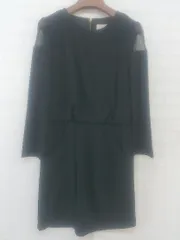 ◇ 31 Sons de mode シアースリーブ 切替 長袖 ミニ ワンピース サイズ38 ブラック レディース P  【1302080001809】