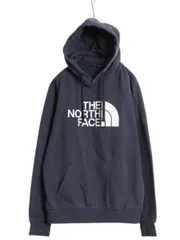 【お得なクーポン配布中!】 ノースフェイス プリント スウェット フード パーカー メンズ S 古着 The North Face プルオーバー 裏起毛 トレーナー アウトドア 薄手 紺