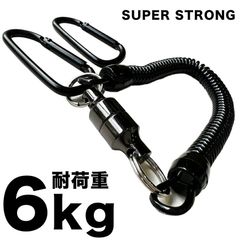 NEWTONS 耐荷重6kg スーパーストロング マグネットリリーサー ガンメタルブラック（スプリングコード付き）超強力 ニッケル合金製 落としたくない大切な道具に プロ 釣り ランディングネット マグネットキーパー アウトドア キーホルダー スマホケース