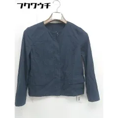◇ green label relaxing UNITED ARROWS 薄手　ノーカラー　ジップアップ ジャケット サイズ36 ネイビー レディース  【中古】 【1109080002313】