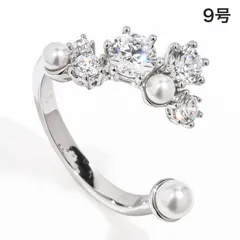 スワロフスキー SWAROVSKI リング 指輪 9号 Constella コンステラ オープンリング クリスタルパール クリア シルバー 5705597 ジュエリー アクセサリー
