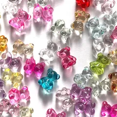 新品 ビーズ くま 3D 立体 約50個 カラーアソート デコパーツ クマ 熊 ベア アニマル クリアカラー ビーズパーツ カボション デコパーツ