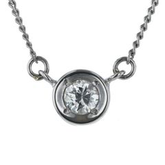  Pt850 プラチナ ネックレス ダイヤモンド 0.18ct ラウンド 一粒 ベゼルセット キヘイチェーン 42cm【新品仕上済】【zz】【中古】