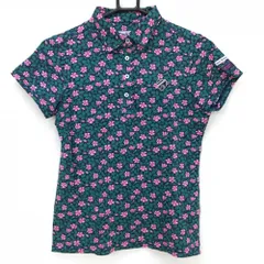 【超美品】ジャックバニー 半袖ポロシャツ グリーン×ピンク 花柄 LIBERTY レディース 0(S) ゴルフウェア Jack Bunny