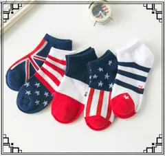 キッズ靴下ソックス子供5足セット国旗デザインイングランドアメリカンショート丈