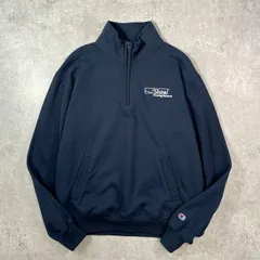 Champion チャンピオン ハーフジップスウェット ワンポイント企業ロゴ刺繍 メンズL 
