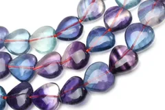 マルチカラー フローライト 11.5x12mm ハート １連（約38cm） パワーストーン 天然石 _R6089