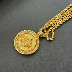 【美品】Christian Dior　クリスチャンディオール　ネックレス　コイン　ラインストーン　ゴールド　GP アクセサリー