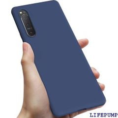 Xperia 5 III ケース シリコン 耐衝撃 薄型 スリム SO-53B/SOG05 カバー TPU 保護 ワイヤレス充電 ケース ストラップホール 指紋 防止 スマホケース 青 0108-XP5III-02 1140