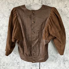 CORDIER コルディア　レザージャケット　【9】　ブラウン　茶色　羊皮　スエード　七分袖　ショート丈　薄手　大人上品　秋