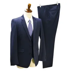 スーツセレクト 3ピース 2つボタン シングルスーツ A6 M 光沢のあるダークネイビー 濃紺色 ノータック 春秋冬 BLS9001 5NI020 【送料無料】【中古】【メンズビジネス】202509