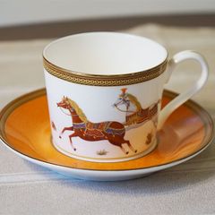 ロイヤルアーデン カップ＆ソーサー オレンジ ホース 馬 ボーンチャイナ フランス風 磁気食器 テーブルウェア