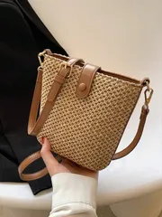 バッグ レディース ショルダーバッグ シンプルな春新作 ストロー編み 軽量 レディースバッグ、ビジネス&旅行に、かわいいショルダークロスバッグ、デイリーユース&ギフトにも
