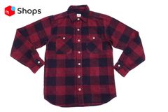桃太郎ジーンズ Momotaro Jeans 長袖シャツ MLS1020M23 メンズ ヘリンボーン ブロックチェック ネルシャツ ワークシャツ レッド 新品