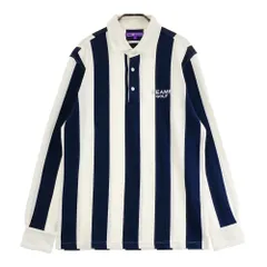 サイズ：L BEAMS GOLF ビームスゴルフ  長袖ポロシャツ ストライプ柄 ネイビー系 [240101522422] ゴルフウェア メンズ ストスト