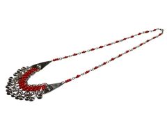 rada ラダ ビジュー ネックレス イタリア製 レッド シルバー - メルカリ