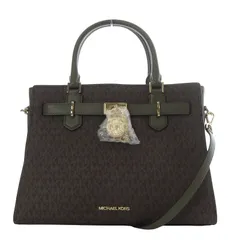 マイケルコース MICHAEL KORS HAMILTON サッチェル Medium MKシグネチャー 2WAYバッグ ハンドバッグ ショルダーバッグ 斜め掛け PVC カーキ ダークブラウン 35F1GHMS2B /YO13