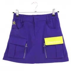 ★SALE価格★ルコック スカート パープル×ライトグリーン ロゴ刺しゅう ポケット多数 レディース 7 ゴルフウェア le coq sportif