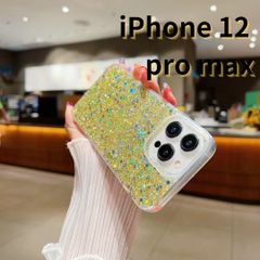 【SHOPS W】iPhone12 pro max スマホケース 金 キラキラ ラインストーン おしゃれ かわいい E035