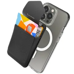【在庫セール】Magsafe対応 【22年改良・滑り止めシリコンパッド追加】Sinjimoru iPhoneカードケース、蓋付きマグネット携帯カードホルダー SUICA 定期入れ クレジットカード背面ポケットiPhone14、iPhone13、iPhone12