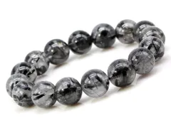 ブラックルチルクォーツ ルチルクォーツ ブレスレット 14mm パワーストーン ブレスレット メンズ 天然石 数珠 アクセサリー