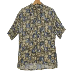 pierre cardin ピエール カルダン アロハシャツ レーヨンシャツ オープンカラー 半袖 シャツ プリント オーバーサイズ ビッグシルエット KOREA製 メンズ M マルチカラー