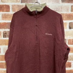 古着 US 【Cloumbia】コロンビア　メンズ 　紳士服　トップス　ニット　セーター　ハーフジップ　ジップアップ　ボア　ボルドー　ロゴ　オシャレ　シンプル　アメカジ　アウトドア