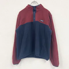 古着 used　LAND’S END　ランズエンド　シンチラスナップTタイプ　フリースプルオーバー　紺　ネイビー　赤　レッド　Lサイズ