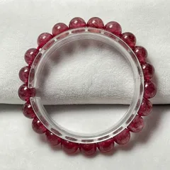 カザフスタン産★【ストロベリークォーツ】★ ブレスレット 天然石A 苺水晶9.3-9.8mm ZB6800