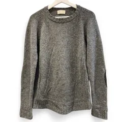 Soglia ソリア エルボーパッチクルーネックニット 毛100% 日本製 グレー 灰色 size M メンズ 冬 ゴーゴー古着マルイ北千住店 草1714Y