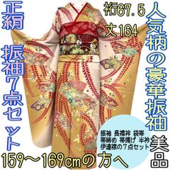 【着物と帯 時流】L34◆正絹 振袖7点セット◆必要な物は全て揃っています❣️
