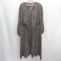 ◇ w closet ダブルクローゼット 花柄 長袖 ロング丈 ワンピース サイズF ブラック ベージュ レディース E  【1407180044241】