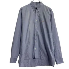 Ralph Lauren 長袖 無地シャツ M ブルー ラルフローレン ボタンダウン ワンポイント ポニー刺繍 シンプル 古着卸 アメリカ仕入 a701-5572