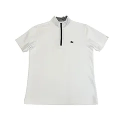 古着 バーバリーゴルフ BURBERRY GOLF ハーフジップ ポロシャツ クリーニング済み 白 メンズ Mサイズ