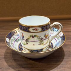 【希少品】ROYALE LIMOGES ロワイヤルリモージュ ミュージアムコレクション フランス製 オー ゼグレット デミタスカップ＆ソーサー ベルナルド 鳥 虫柄　◇