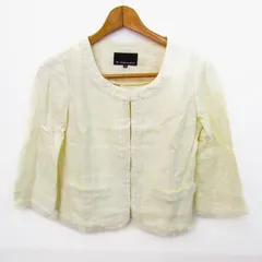 エムプルミエ ノーカラージャケット リネン混 ブランド アウター 白 レディース 38サイズ オフホワイト M-premier 【中古】