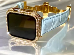 ゴールドスカイ　BOX付きアップルウォッチバンド 高級レザー 本革ベルト Apple Watch クロコダイル キラキラ　カバー　ケース メンズ レディースseries１０　42㎜　46㎜　49㎜も入荷
