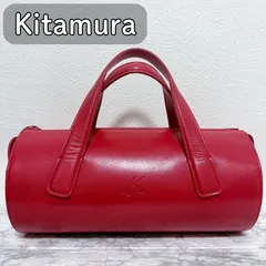 キタムラ ハンドバッグ 円筒形　レザー レッド 赤 自立
