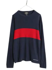【お得なクーポン配布中!】 ラルフローレン ボーダーリブ編み コットン ニット セーター メンズ M / POLO JEANS Co ポロ 長袖ニット ツートン カットソー ワンポイント